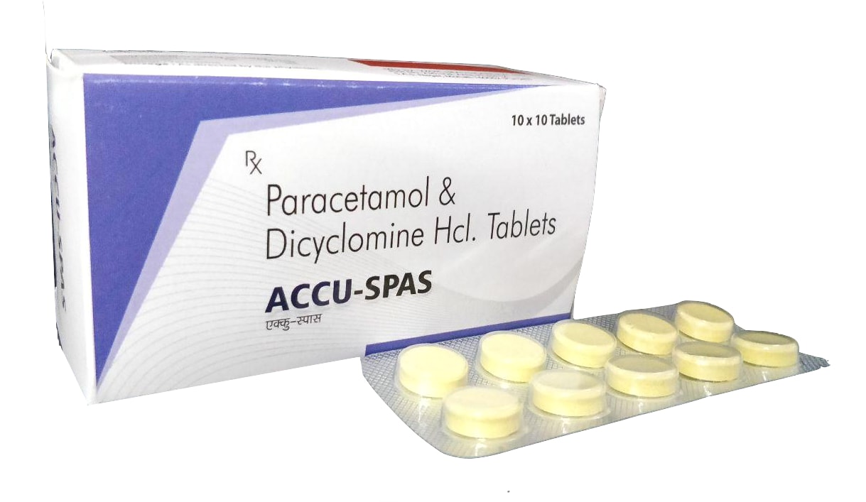 Accu-Spas Tablet — Dicyclomine 20 mg + Paracetamol 325 mg from Trumac Healthcare PCD Pharma Franchise India