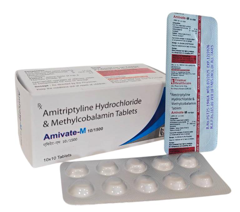 Amivate-M 10/1500 Tablet — Amitriptyline 10 mg + Methylcobalamin 1500 mcg from Trumac Healthcare PCD Pharma Franchise India