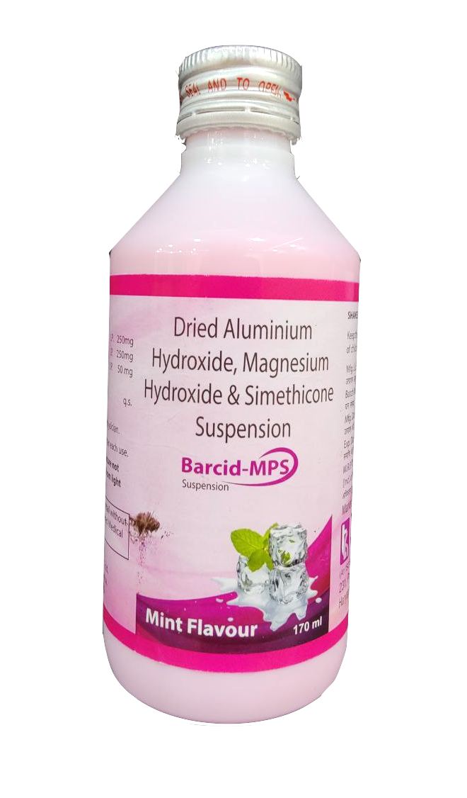 Barcid-MPS Suspension — Aluminium Hydroxide 250 mg + Magnesium Hydroxide 250 mg + Simethicone per 5 ml from Trumac Healthcare PCD Pharma Franchise India