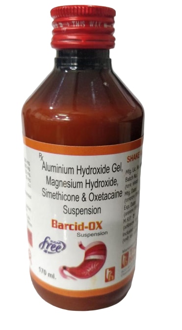 Barcid-OX Suspension — Aluminium Hydroxide Gel 600 mg + Magnesium Hydroxide 300 mg + Simethicone + Oxetacaine per 10 ml from Trumac Healthcare PCD Pharma Franchise India
