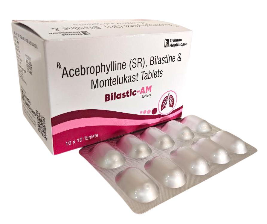 Bilastic-AM Tablet — Bilastine 20 mg + Montelukast 10 mg + Acebrophylline 200 mg from Trumac Healthcare PCD Pharma Franchise India