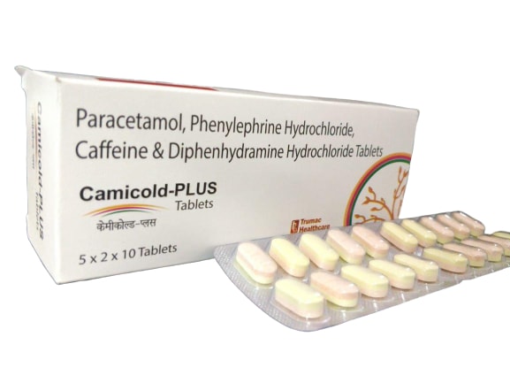 Paracetamol 500 mg + Phenylephrine Hydrochloride 5 mg + Caffeine (Anhydrous) 30 mg + Diphenhydramine Hydrochloride 25 mg + Tablet — manufactured by Trumac Healthcare