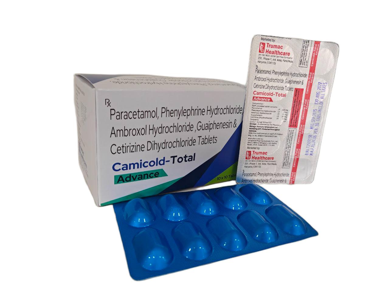Ambroxol (60 mg) + Guaifenesin (50 mg) + Phenylephrine (5 mg) + Paracetamol (325 mg) + Cetirizine (2.5 mg) Tablet — manufactured by Trumac Healthcare