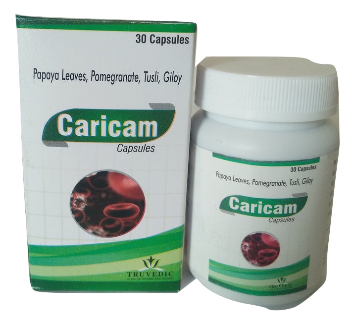 Helps in Increasing Immunity and Platelets Each Capsules Contains: Carica Papaya 200 mg + Pomegrenate 100 mg + Tulsi 100 mg + Giloy 100 mg Capsule — manufactured by Trumac Healthcare