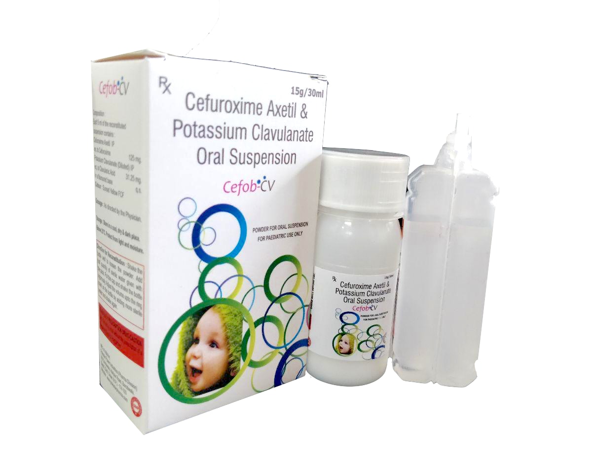 Cefob-CV Dry Syrup — Cefuroxime 125 mg + Clavulanic Acid 31.25 mg per 5 ml (Dry Syrup) from Trumac Healthcare PCD Pharma Franchise India