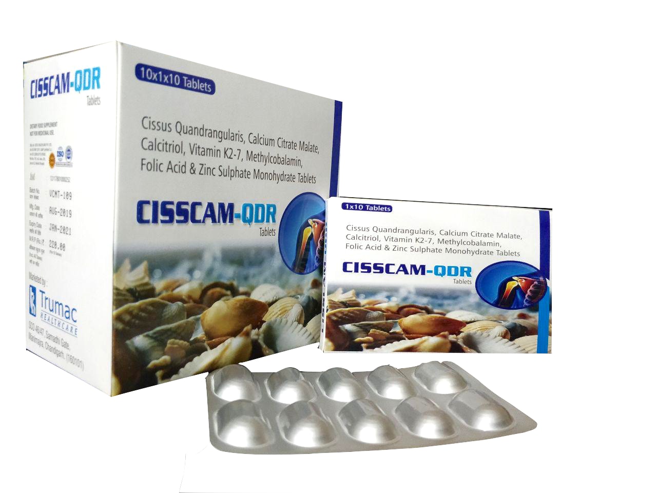 Cisscam-QDR Tablet — Cissus Quadrangularis 500 mg + Calcium Citrate 500 mg from Trumac Healthcare PCD Pharma Franchise India
