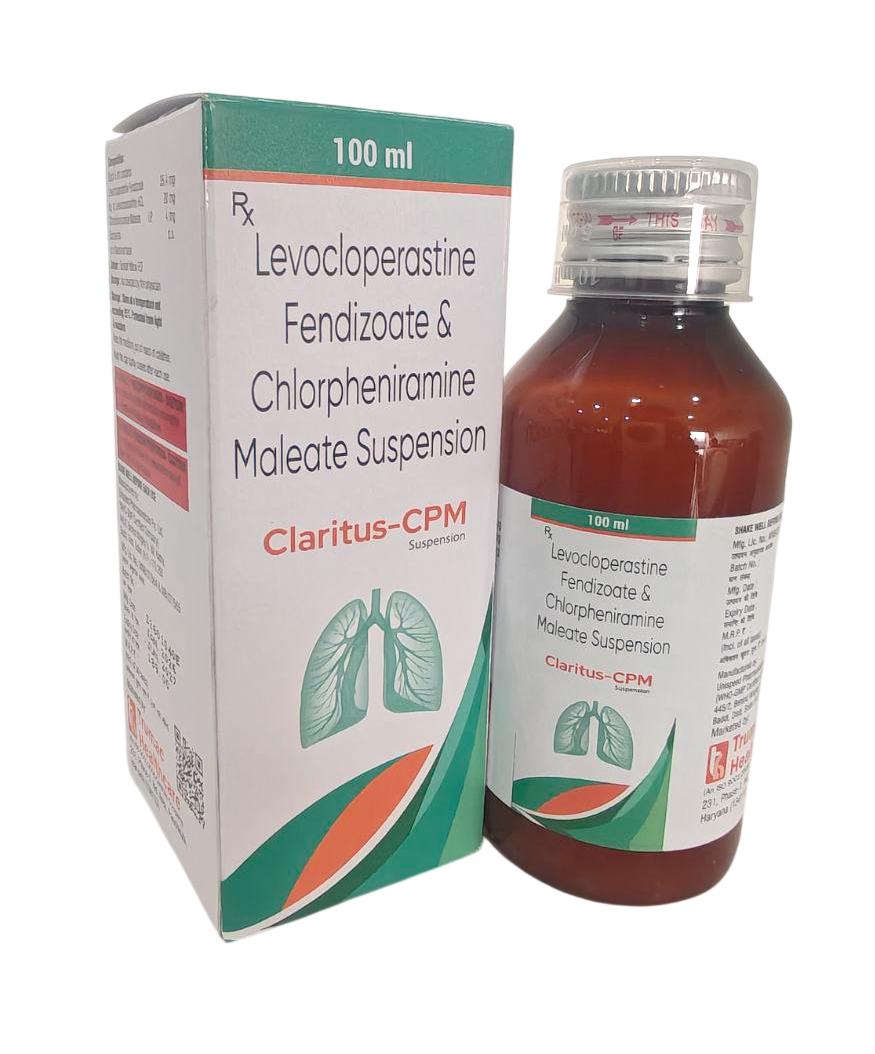 Claritus-CPM Syrup — Levocloperastine 20 mg + Chlorpheniramine Maleate per 5 ml from Trumac Healthcare PCD Pharma Franchise India