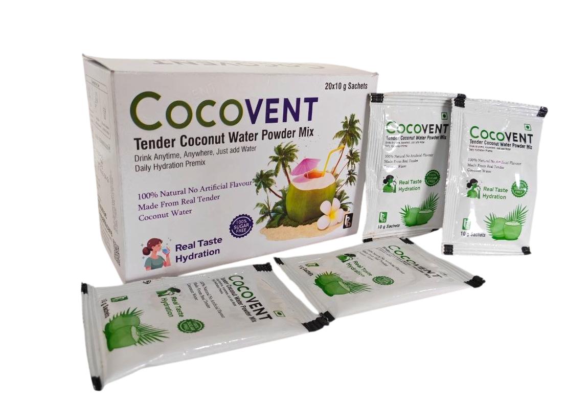 Cocovent Powder Sachets — Tender Coconut Water Powder Mix (Sugar-Free) from Trumac Healthcare PCD Pharma Franchise India