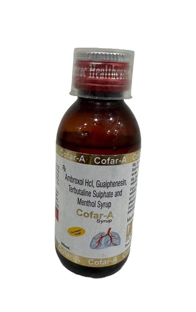Cofar-A Syrup (60ml) — Ambroxol HCl 15 mg + Terbutaline Sulphate 1.25 mg + Guaifenesin per 5 ml from Trumac Healthcare PCD Pharma Franchise India