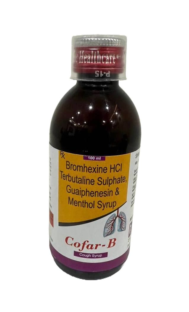 Cofar-B Syrup — Terbutaline 1.25 mg + Bromhexine 2 mg + Guaifenesin 50 mg per 5 ml from Trumac Healthcare PCD Pharma Franchise India