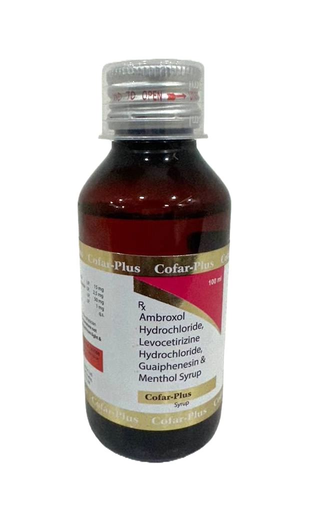 Cofar-Plus Syrup — Levocetirizine 2.5 mg + Ambroxol HCl 15 mg + Guaifenesin per 5 ml from Trumac Healthcare PCD Pharma Franchise India