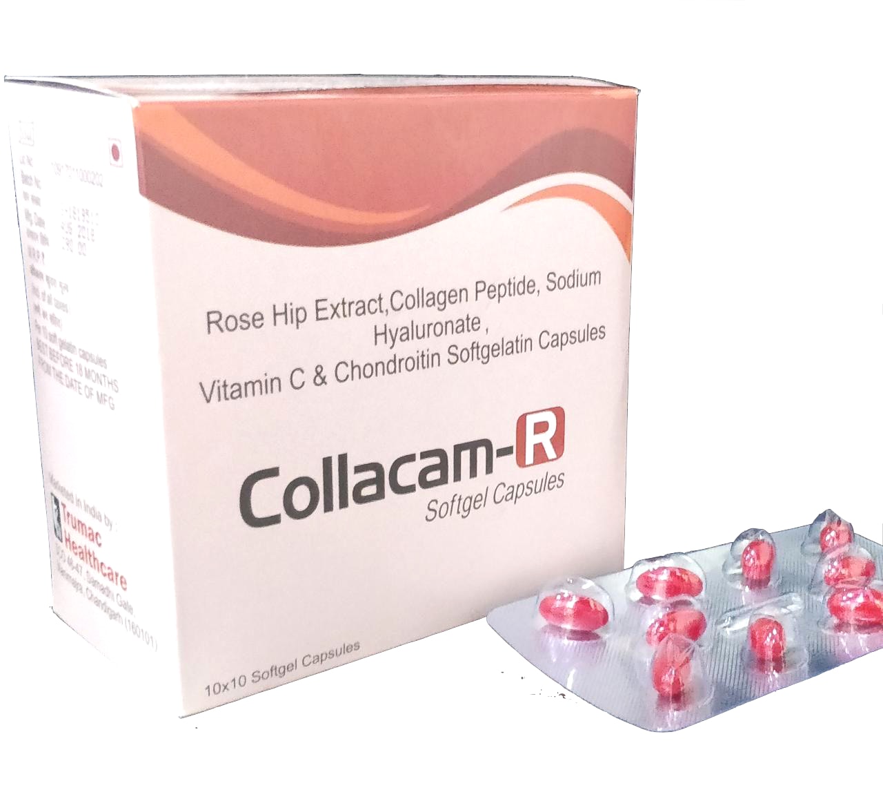 Rose Hip Extract 250 mg + Collagen Peptide 40 mg + Sodium Hyaluronate 30 mg + Vitamin C 35 mg + Chondroitin 200 mg Softgel — manufactured by Trumac Healthcare