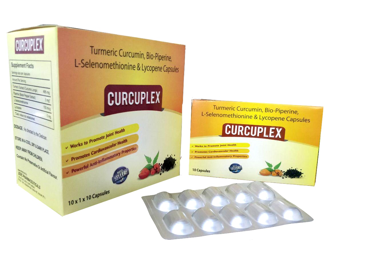 Curcuplex Capsule — Curcuma Longa (Turmeric Extract) 495 mg + Piperine (Black Pepper Extract) from Trumac Healthcare PCD Pharma Franchise India