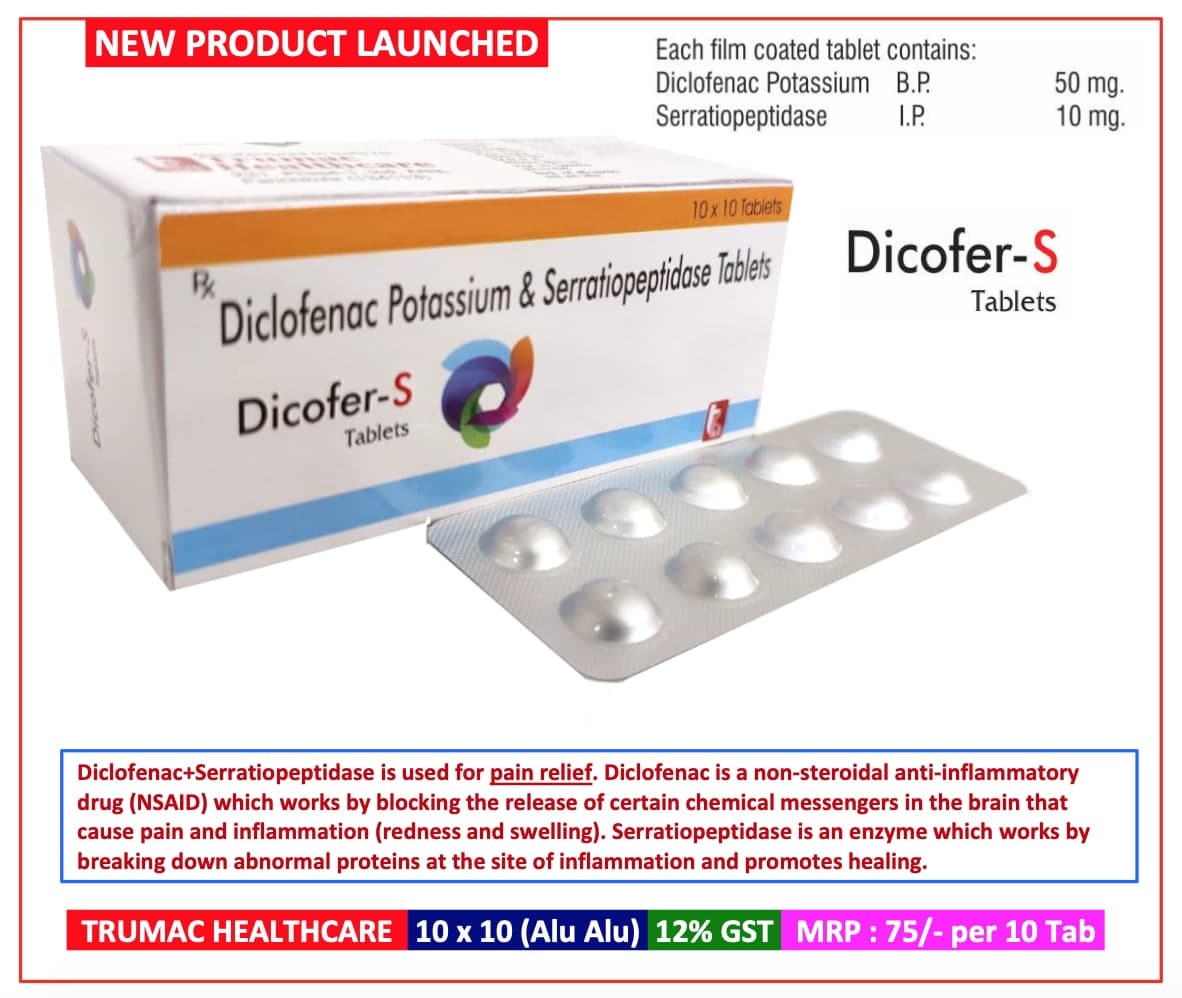 Diclofenac Potassium 50 mg + Serratiopeptidase 10 mg Tablet — manufactured by Trumac Healthcare