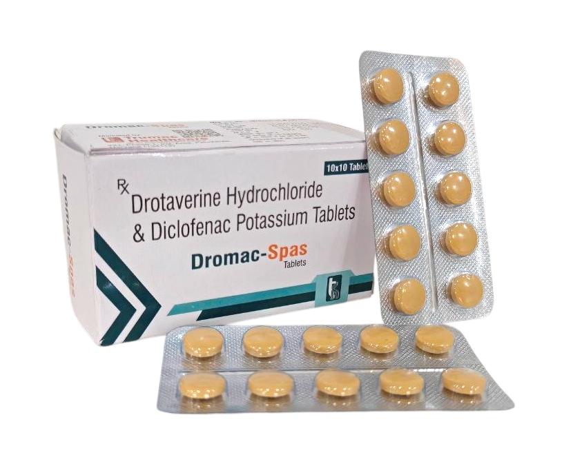 Dromac-SPAS Tablet — Drotaverine Hydrochloride 80 mg + Diclofenac Potassium from Trumac Healthcare PCD Pharma Franchise India