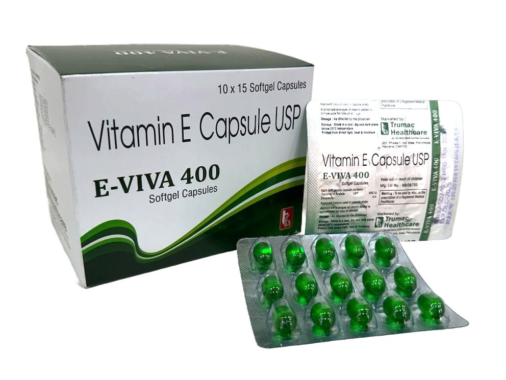 E-Viva 200 Softgel — Vitamin E 200 IU (Tocopheryl Acetate 200 IU) from Trumac Healthcare PCD Pharma Franchise India