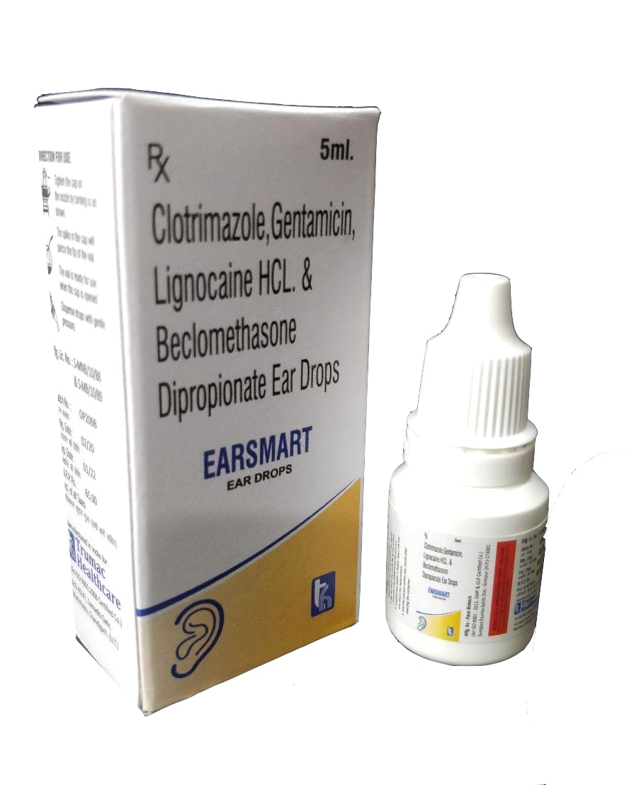 Earsmart Drops — Gentamycin 0.3% + Beclomethasone Dipropionate 0.025% + Clotrimazole from Trumac Healthcare PCD Pharma Franchise India