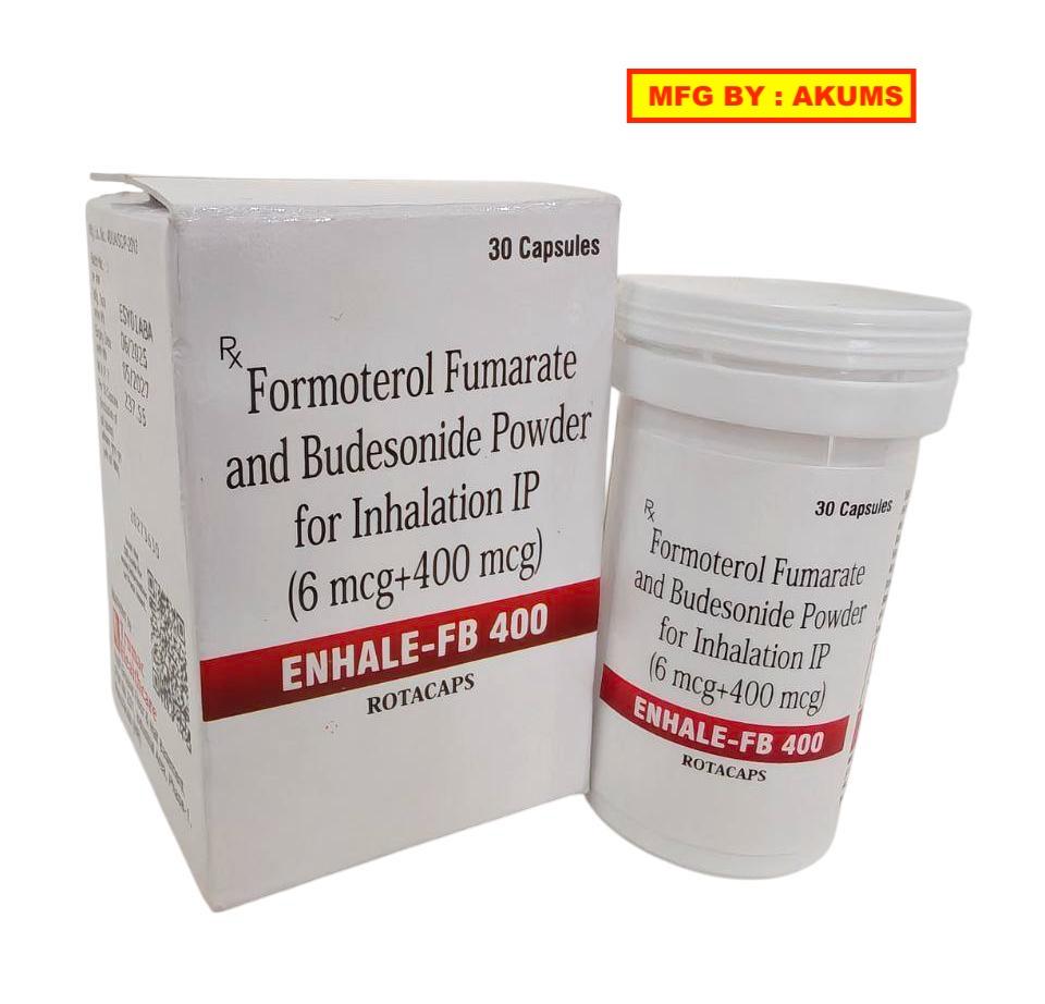 Enhale-FB 400 Rotacaps (Akums) — Formoterol 6 mcg + Budesonide 400 mcg per rotacap from Trumac Healthcare PCD Pharma Franchise India