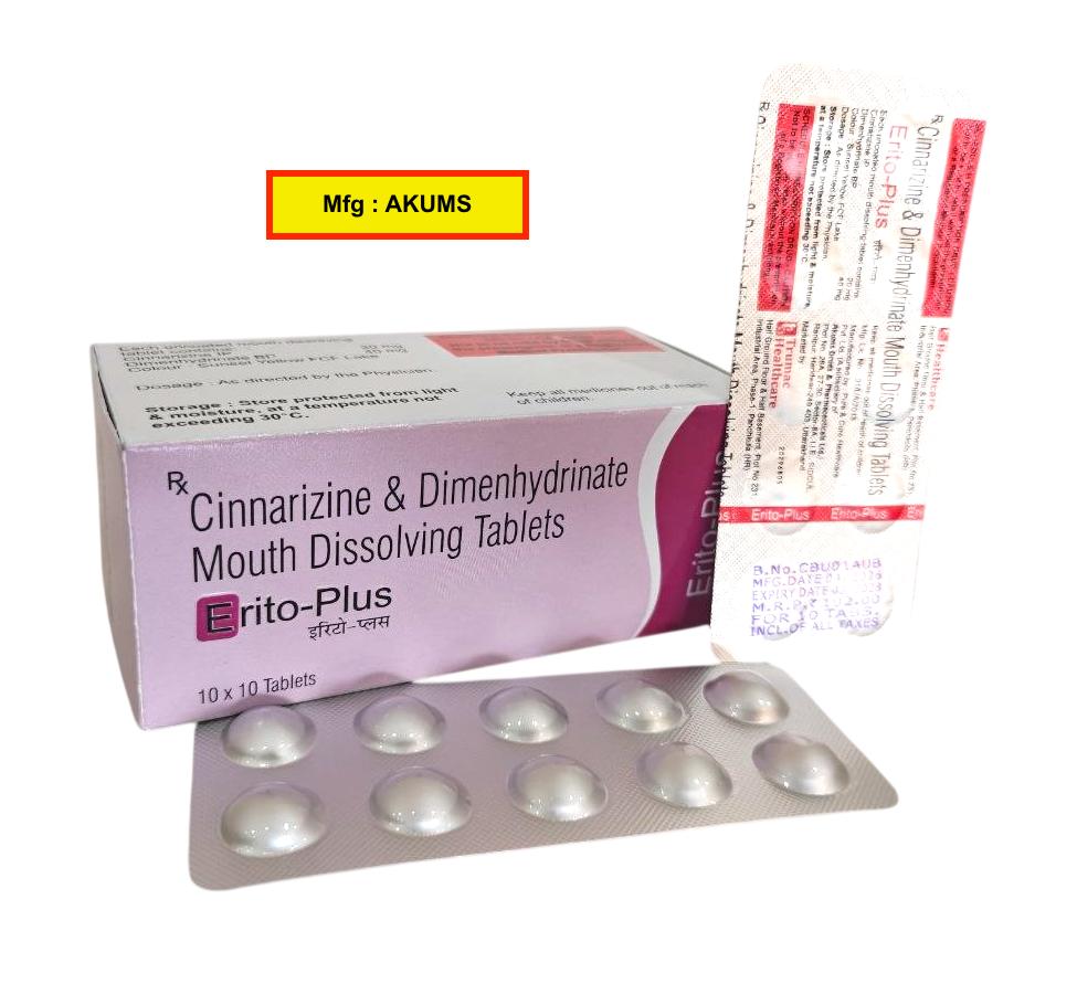 Erito-Plus Tablet — Cinnarizine 20 mg + Dimenhydrinate 40 mg from Trumac Healthcare PCD Pharma Franchise India