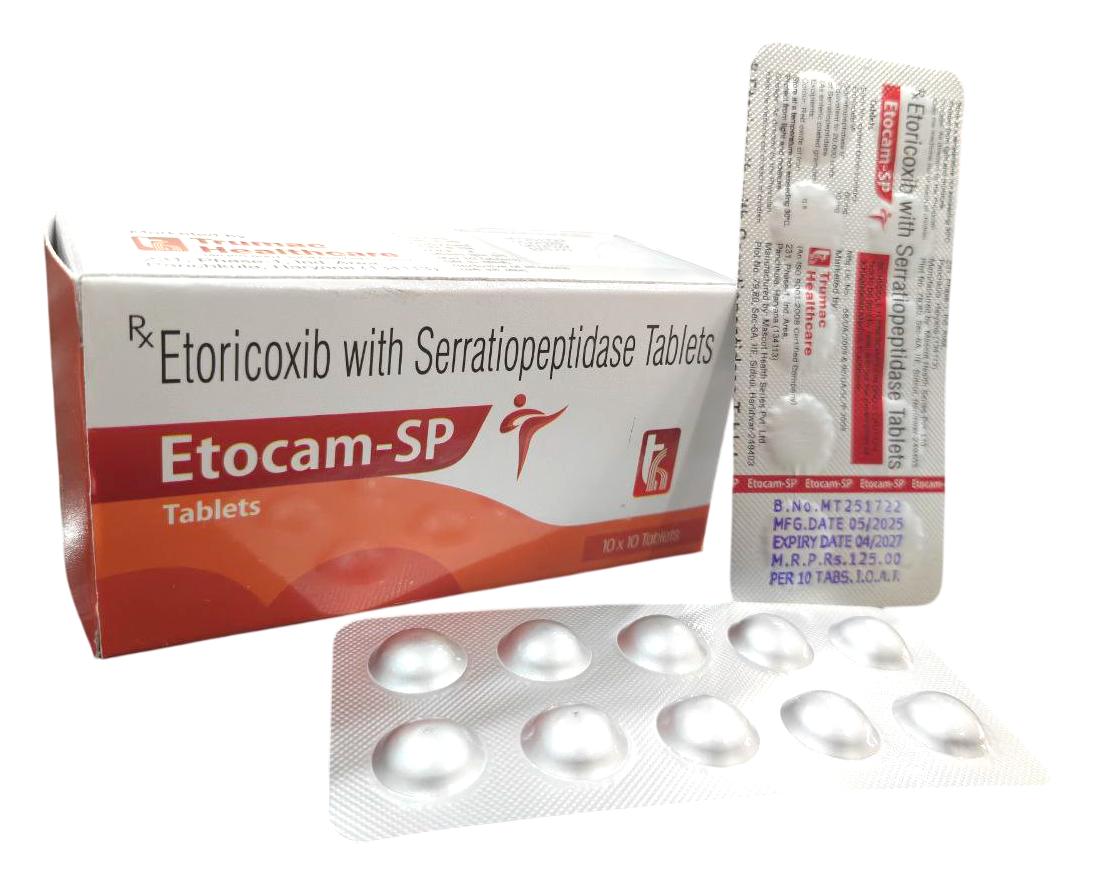 Etocam-SP Tablet — Etoricoxib 60 mg + Serratiopeptidase 10 mg from Trumac Healthcare PCD Pharma Franchise India