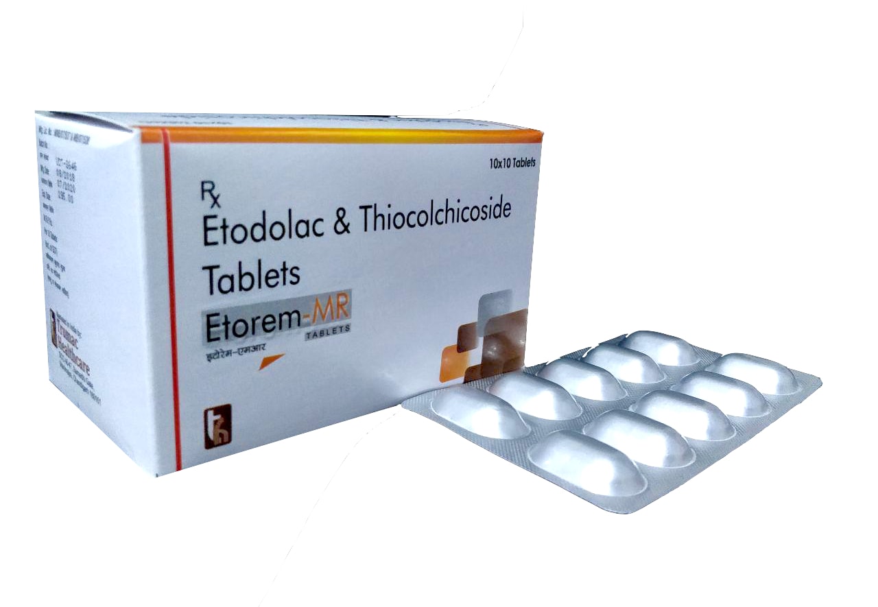 Etorem-MR Tablet — Etodolac 400 mg + Thiocolchicoside 4 mg from Trumac Healthcare PCD Pharma Franchise India