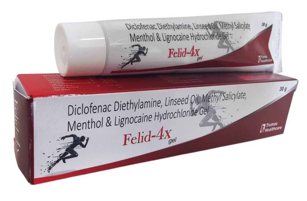 Felid-4X Gel — Diclofenac Diethylamine 3.48% w/w + Lidocaine 3% from Trumac Healthcare PCD Pharma Franchise India