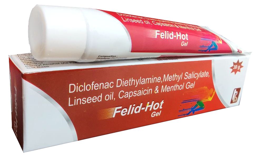 Felid-Hot Gel — Diclofenac Diethylamine 1.16% + Linseed Oil + Capsaicin from Trumac Healthcare PCD Pharma Franchise India