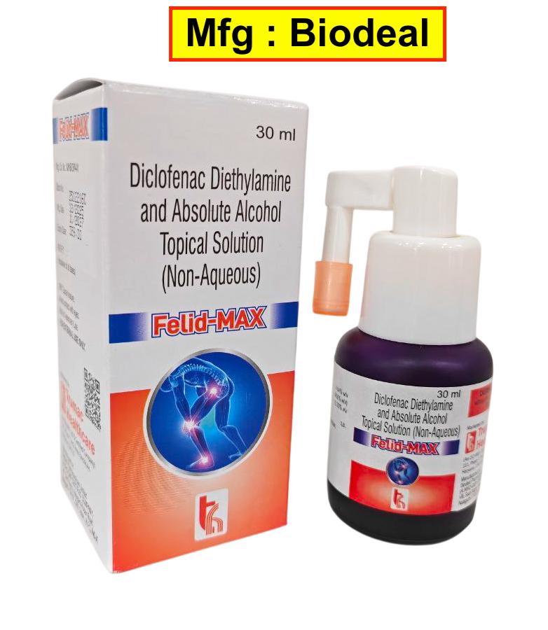 Felid-Max Spray — Alcohol 10% v/v + Diclofenac 4% w/v from Trumac Healthcare PCD Pharma Franchise India