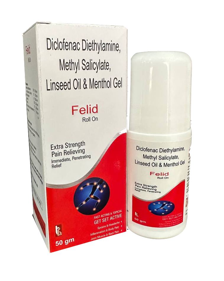 Diclofenac Diethylamine-1.16% + Linseed Oil + Oleum Lini-3% + Menthol-5% + Methyl Salicylate-10% + Benzyl Alcohol-0.10% (Gel) Roll-On — manufactured by Trumac Healthcare