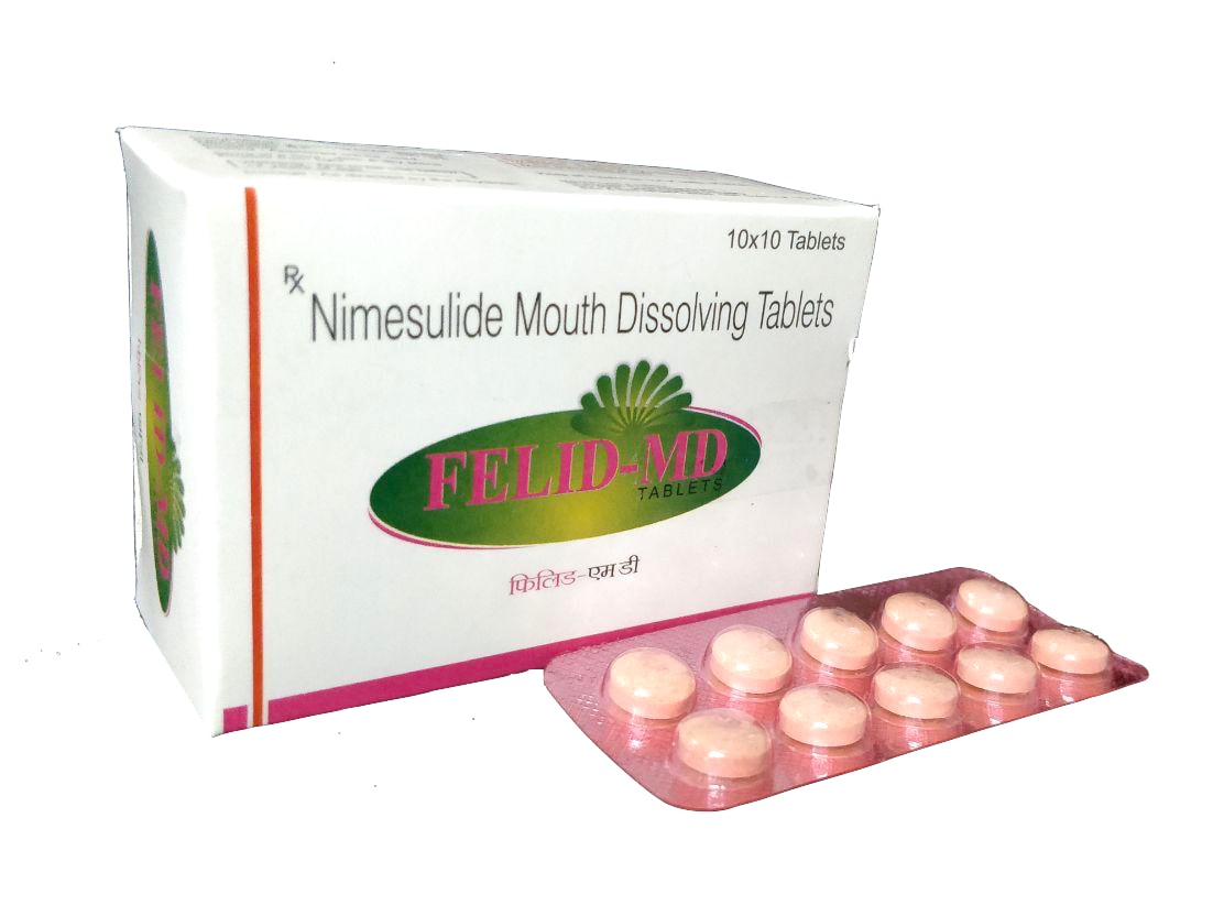 Felid-MD Tablet — Nimesulide 100 mg Mouth Dissolving from Trumac Healthcare PCD Pharma Franchise India
