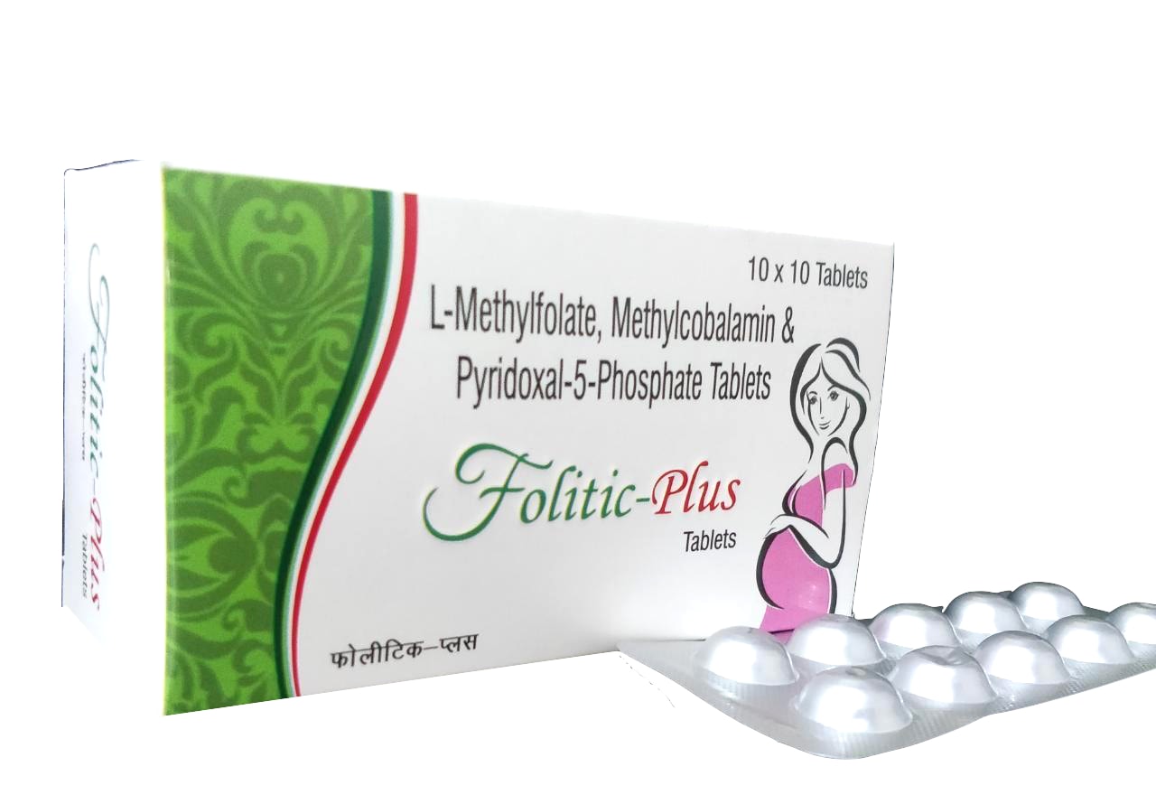 Folitic-Plus Tablet — L-Methylfolate 1 mg + Methylcobalamin 1500 mcg + Pyridoxal-5-Phosphate from Trumac Healthcare PCD Pharma Franchise India