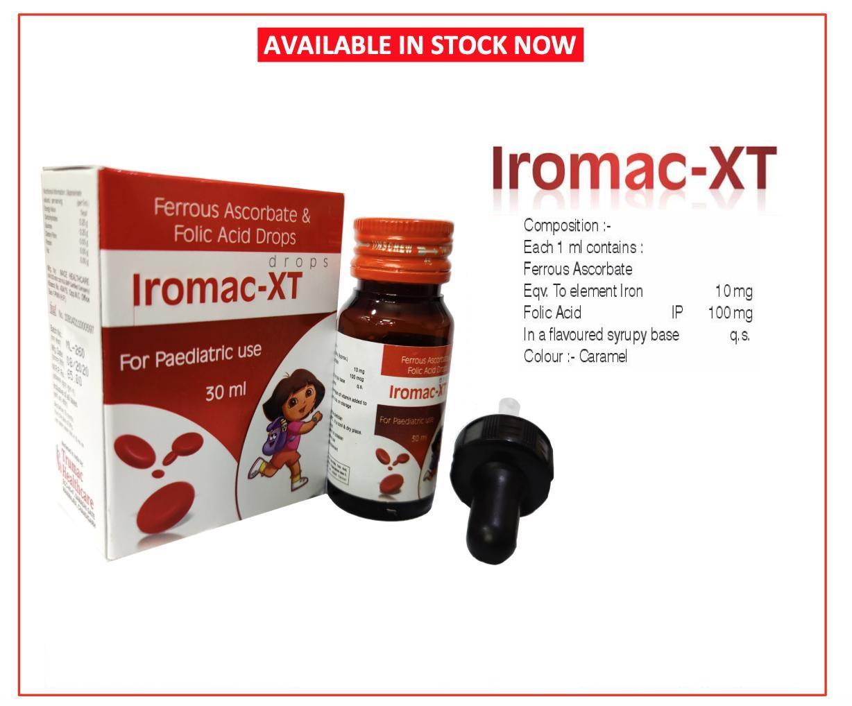 Iromac-XT Drops — Ferrous Ascorbate 10 mg + Folic Acid + Zinc per 1 ml from Trumac Healthcare PCD Pharma Franchise India