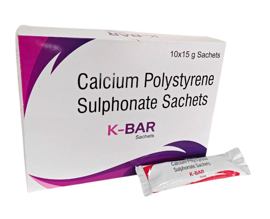 K-Bar Sachet — Calcium Polystyrene Sulphonate 15 g from Trumac Healthcare PCD Pharma Franchise India