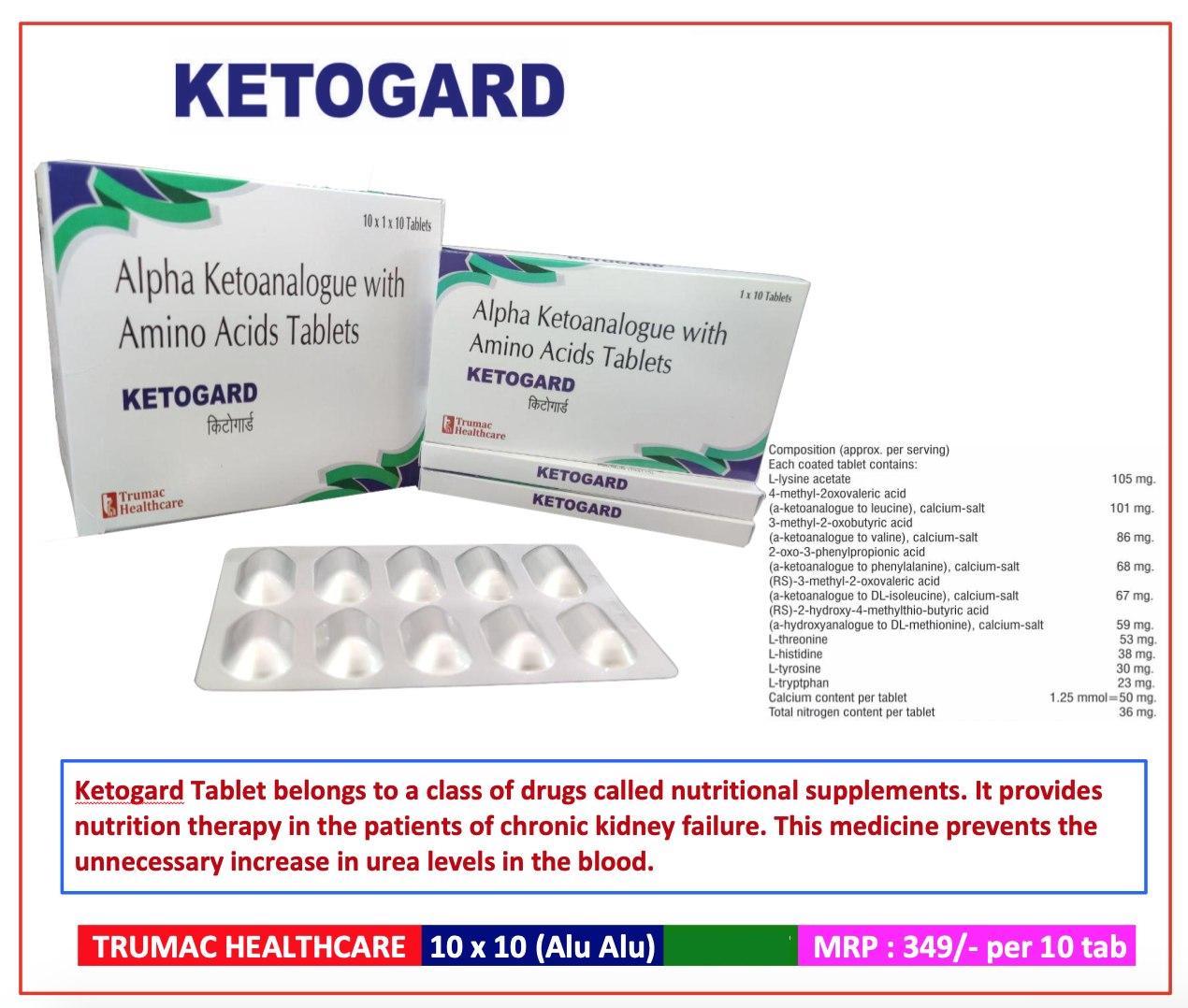 Ketogard Tablet — Alpha ketoanalogue 381 mg + L-histidine 38 mg + Essential AA blend from Trumac Healthcare PCD Pharma Franchise India
