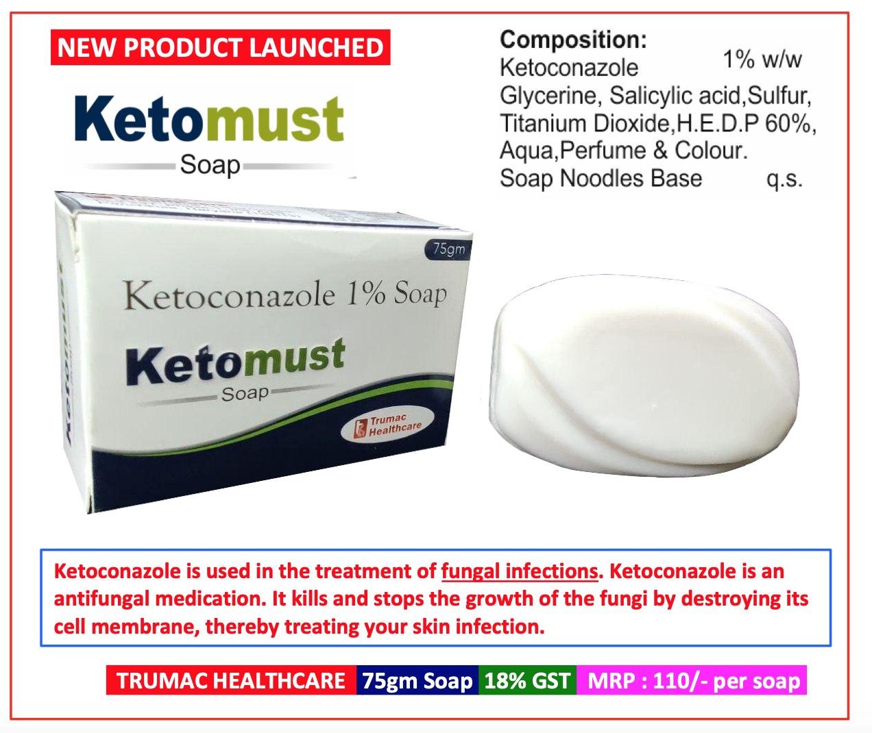 Ketomust Soap — Ketoconazole 1% w/w + Glycerin Soap from Trumac Healthcare PCD Pharma Franchise India