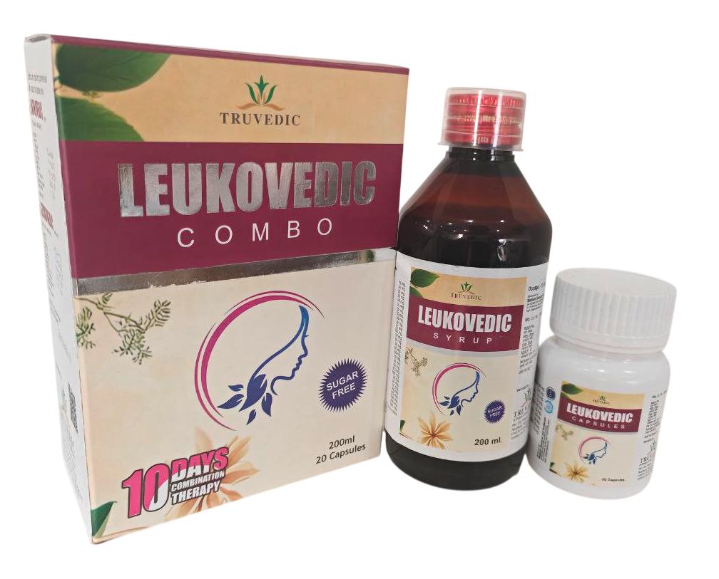 Leukovedic Combo — Lodhra + Ashoka + Manjishtha + Triphala Herbal Blend (Tab + Syrup) from Trumac Healthcare PCD Pharma Franchise India