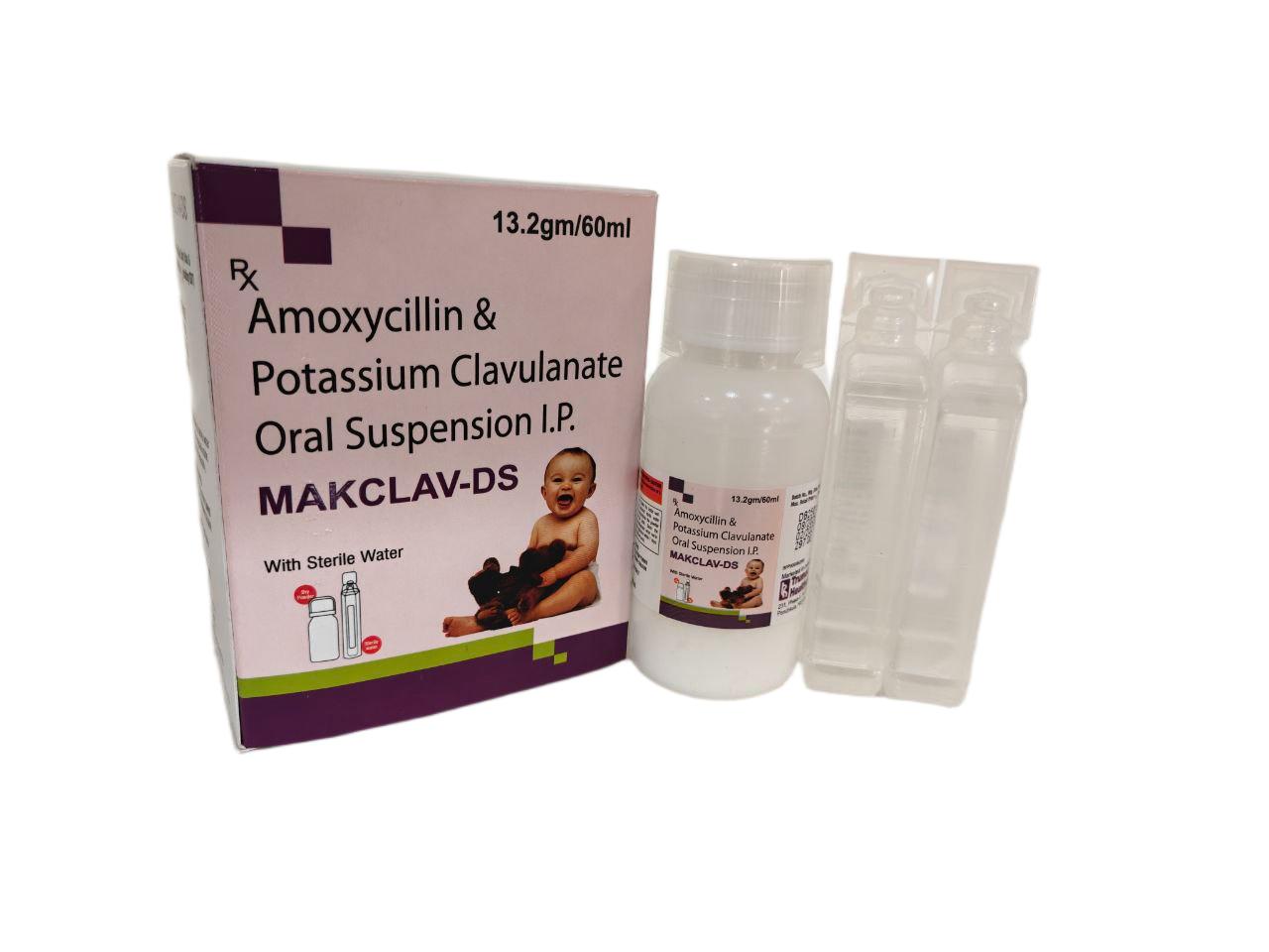 Makclav-DS Dry Syrup 60 ml — Amoxycillin Trihydrate 400 mg + Clavulanic Acid 57 mg per 5 ml from Trumac Healthcare PCD Pharma Franchise India