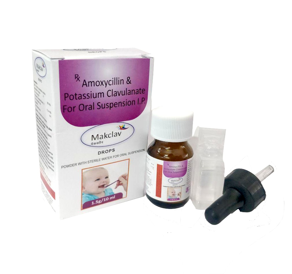 Makclav Drops — Amoxicillin 80 mg + Clavulanic Acid 11.4 mg per ml from Trumac Healthcare PCD Pharma Franchise India