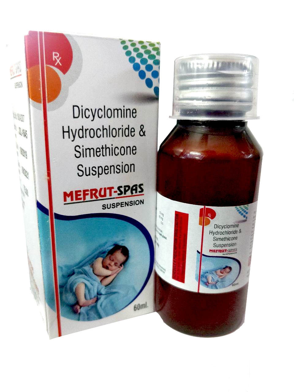 Mefrut-Spas Suspension — Dicyclomine HCL 10 mg + Simethicone per 5 ml from Trumac Healthcare PCD Pharma Franchise India