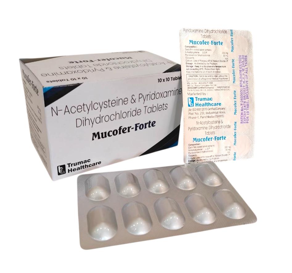 Mucofer-Forte Tablet — Acetylcysteine 300 mg + Pyridoxamine Dihydrochloride from Trumac Healthcare PCD Pharma Franchise India