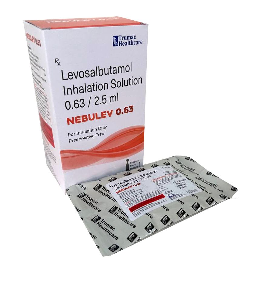 Nebulev-0.63 Respules — Levosalbutamol 0.63 mg per 2.5 ml from Trumac Healthcare PCD Pharma Franchise India