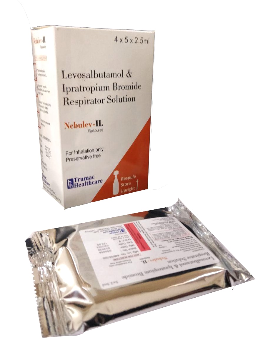 Each 2.5 ml Respule contains: Levosalbutamol(1.25 mg) + Ipratropium (500 mcg) Respules — manufactured by Trumac Healthcare