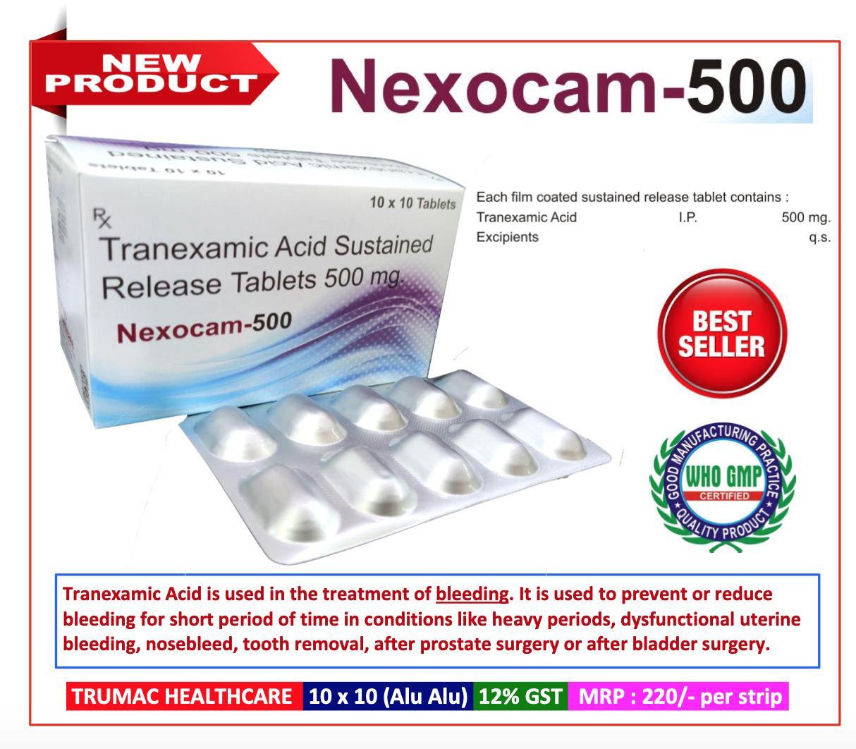Tranexamic Acid 500 mg (Sustained Release Tablets) Tablet — manufactured by Trumac Healthcare