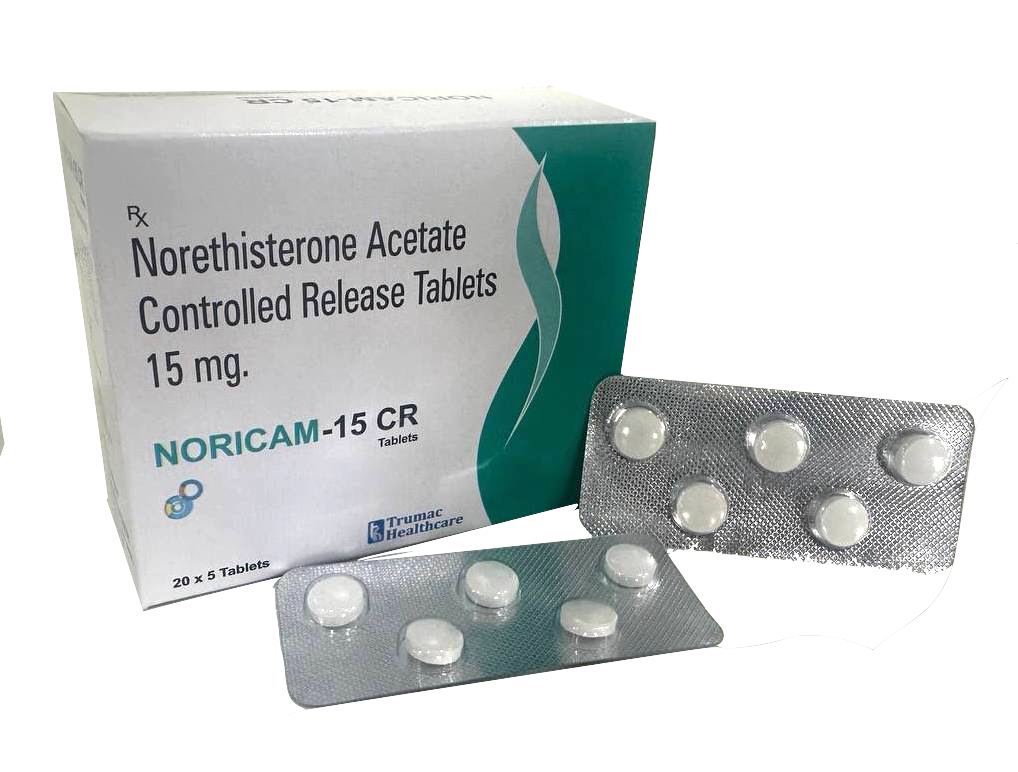 Noricam-15 CR Tablet — Norethisterone 15 mg (Controlled Release) from Trumac Healthcare PCD Pharma Franchise India