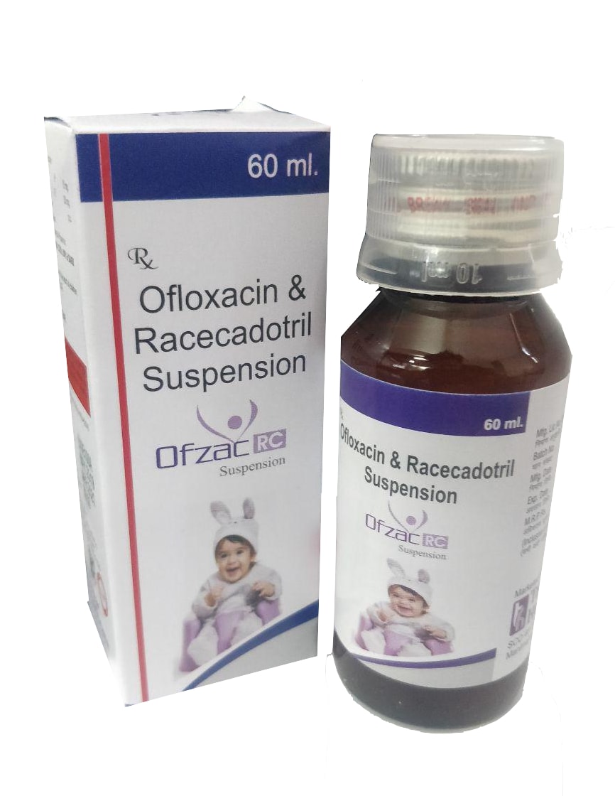 Ofzac-RC Suspension — Ofloxacin 50 mg + Racecadotril 15 mg per 5 ml from Trumac Healthcare PCD Pharma Franchise India
