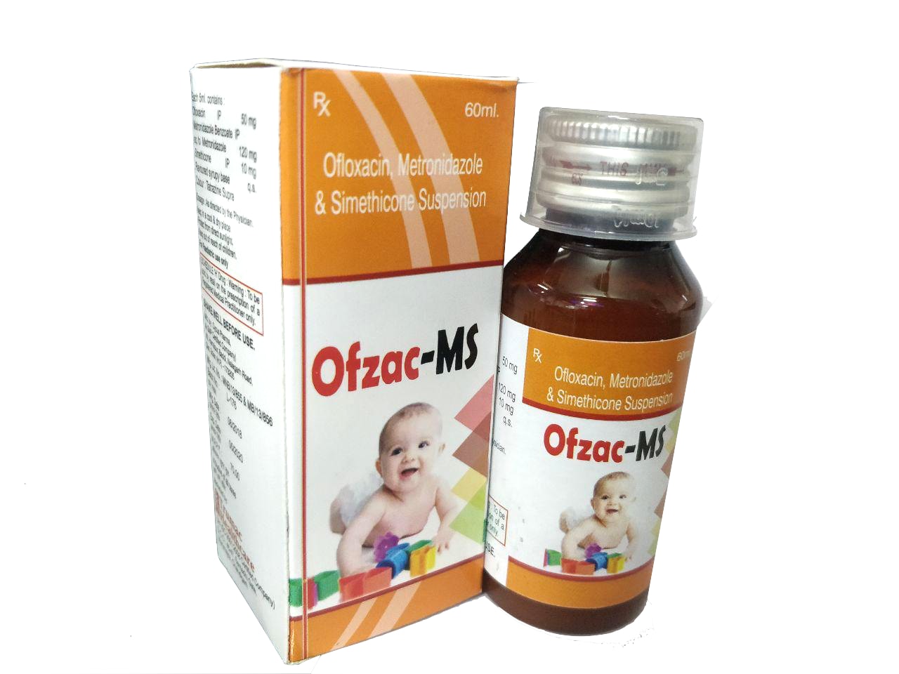 Ofzac-MS Suspension — Ofloxacin IP 50 mg + Metronidazole Benzoate per 5 ml from Trumac Healthcare PCD Pharma Franchise India