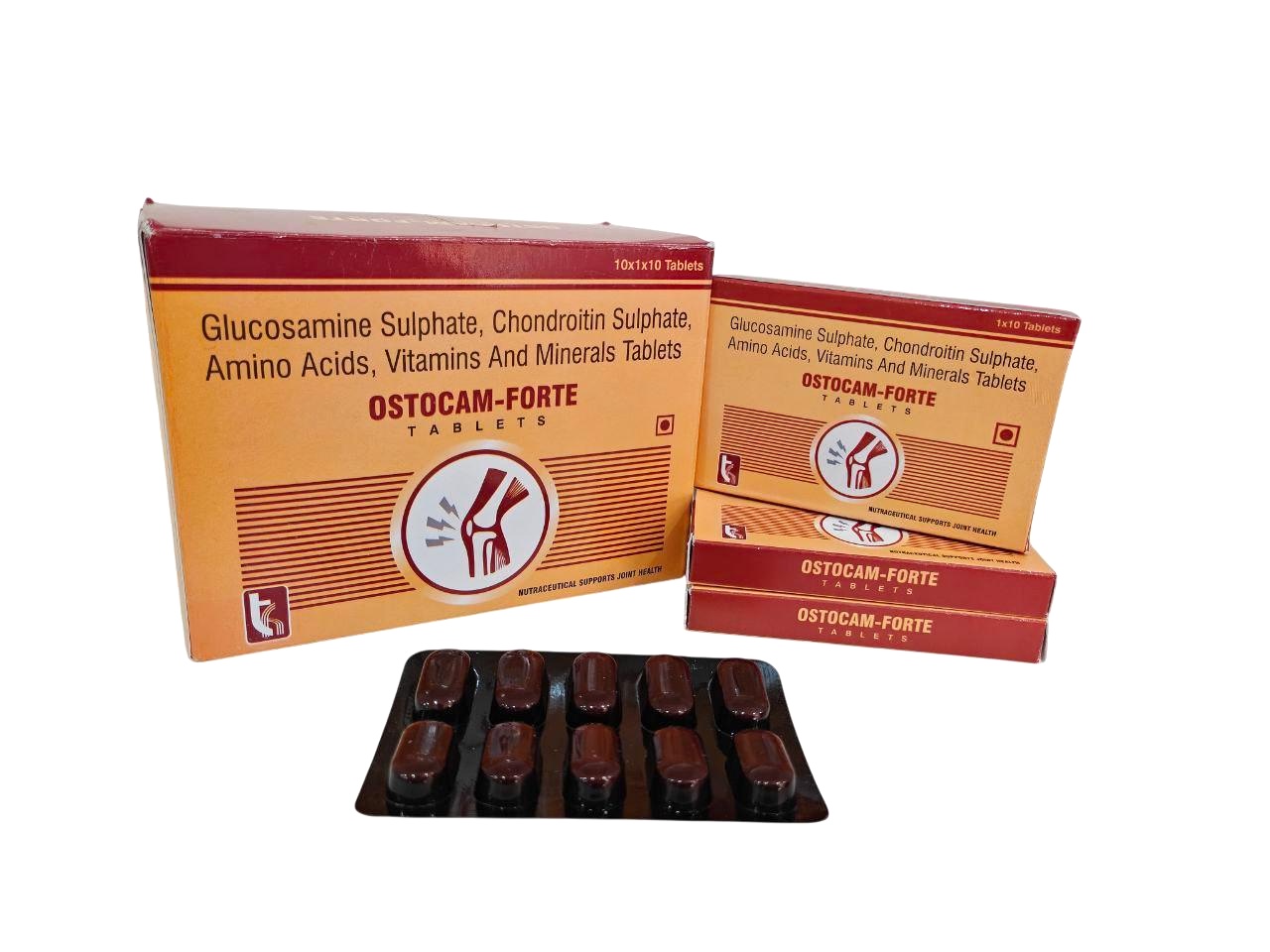 Glucosamine 750 mg + Chondroitin 100 mg + L-Methionine 50 mg + L-Cysteine 50 mg + L-Proline 50 mg + L-Glutamine 20 mg + Vitamin C 20 mg + Vitamin E 5 mg + Zinc 4 mg + Manganese 2.5 mg etc Tablet — manufactured by Trumac Healthcare
