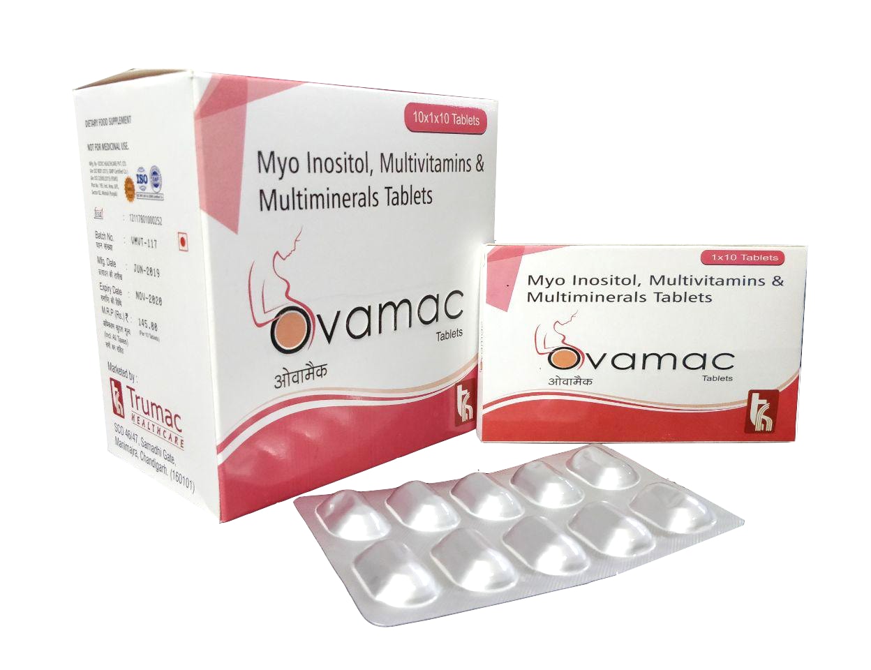 Ovamac Tablet — Myo-Inositol 100 mg + Vit E 12.5 mg + Zinc + Folic Acid from Trumac Healthcare PCD Pharma Franchise India