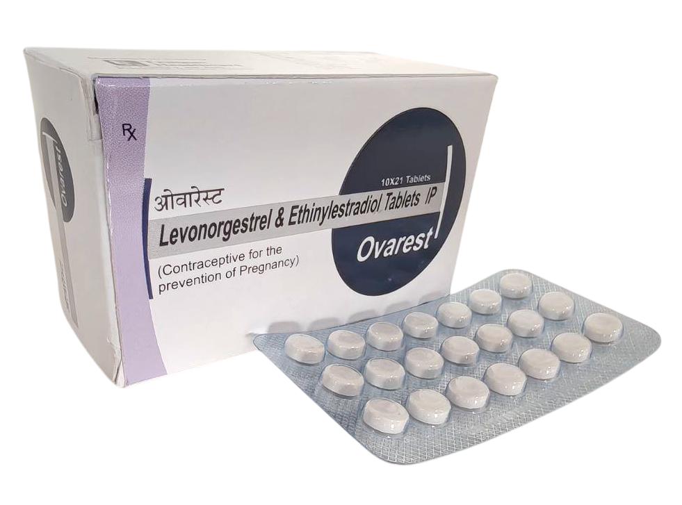 Ovarest Tablet — Levonorgestrel 0.15 mg + Ethinyl Estradiol 0.03 mg from Trumac Healthcare PCD Pharma Franchise India