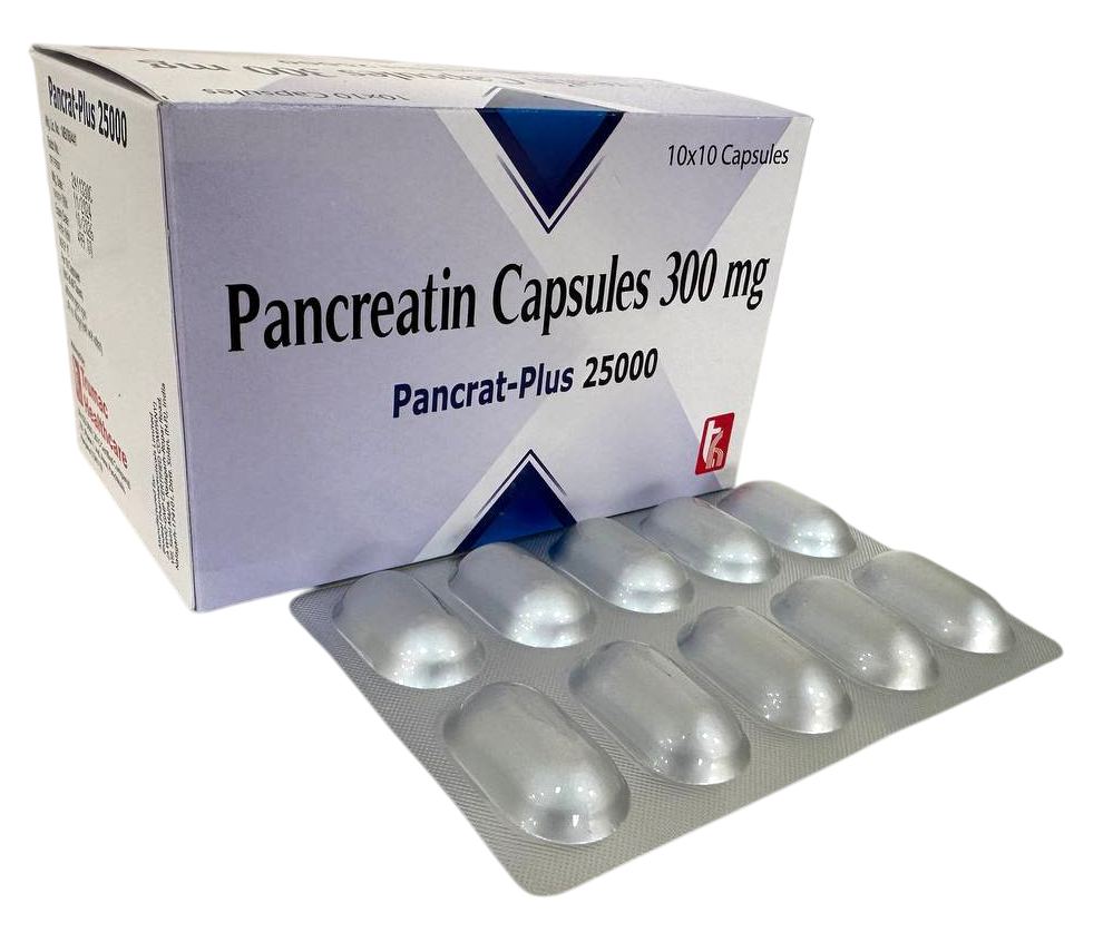 Pancrat-Plus 300 Capsule — Pancreatin 300 mg (Pellets) from Trumac Healthcare PCD Pharma Franchise India
